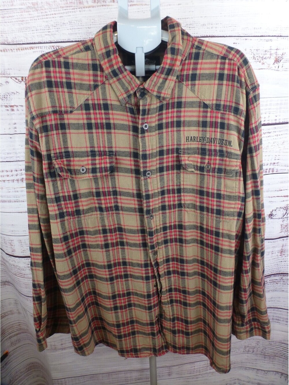 Harley-Davidson Men's 3XL Plaid Flannel Shirt Button Down Long Sleeve - G4A
